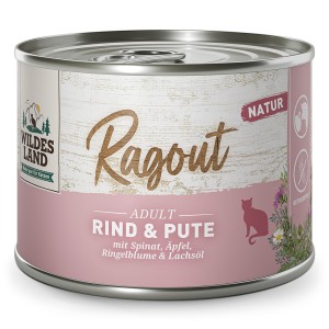 Wildes Land Grain Free Υγρή Τροφή Γάτας Ragout με Μοσχάρι, Γαλοπούλα, Σπανάκι & Μήλο