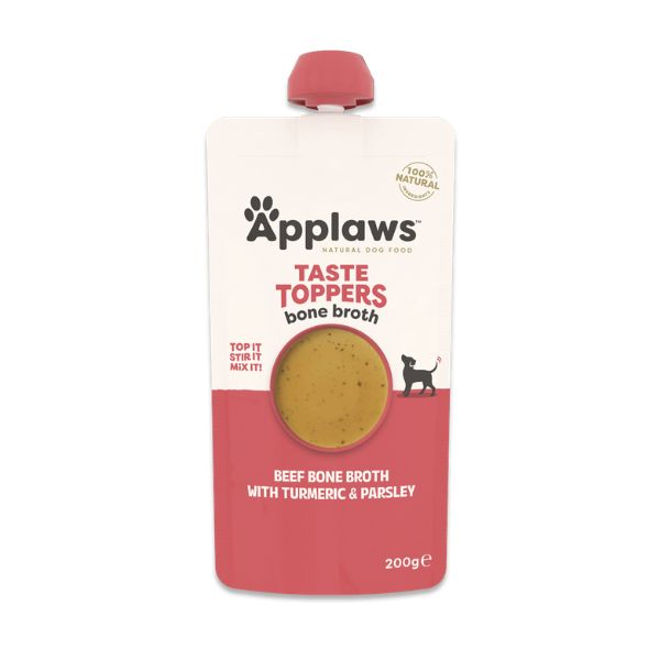 Applaws Taste Toppers Dog Pouch Beef Bone Broth with Turmeric and Parsley