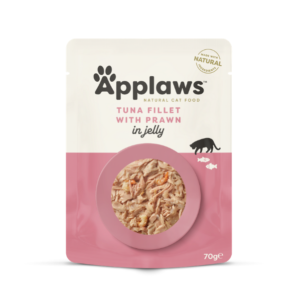 Applaws Tuna Fillet with Prawn in Jelly 70g pouch – natural wet cat food
