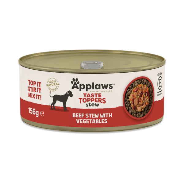 Applaws Taste Toppers Beef Stew with Vegetables 156g Applaws Taste Toppers Beef Stew with Vegetables 156g can – natural wet dog food
