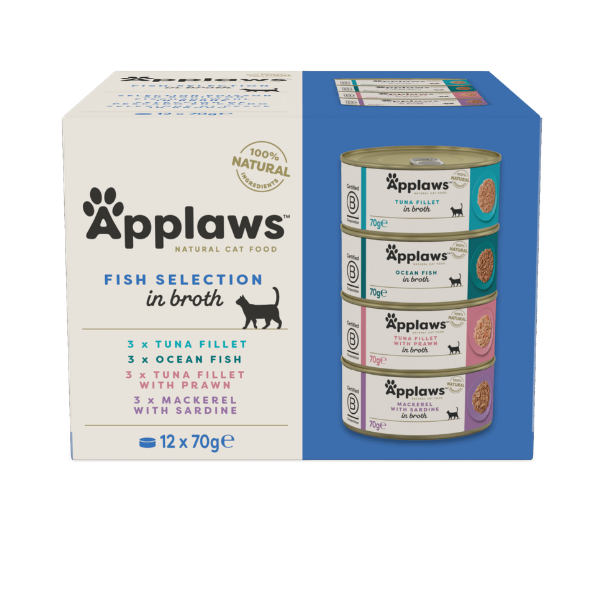 Applaws Fish Selection Multipack σε Ζωμό 12 x 70g – φυσική υγρή τροφή γάτας σε ποικιλία γεύσεων ψαριού