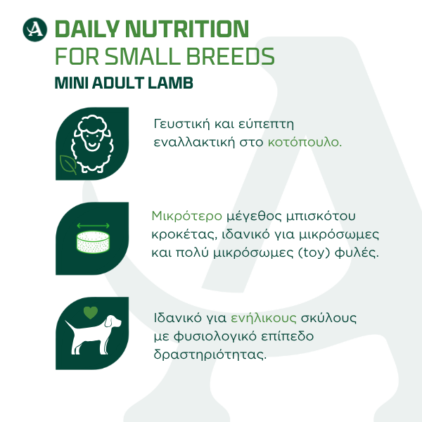 Arden Grange Mini Adult Dry Dog Food with Fresh Lamb & Rice Arden Grange Mini Adult dry dog food with fresh lamb and rice – complete and balanced nutrition for small breed adult dogs, available in Greece through Milann Hellas