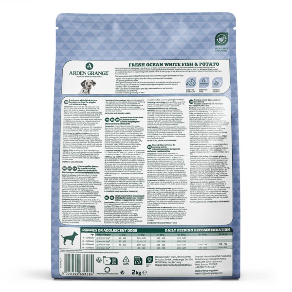 Ξηρή Τροφή για Κουτάβια Arden Grange Sensitive Grain Free με Λευκό Ψάρι & Πατάτα Ξηρή Τροφή για Κουτάβια Arden Grange Sensitive Grain Free με Λευκό Ψάρι & Πατάτα
