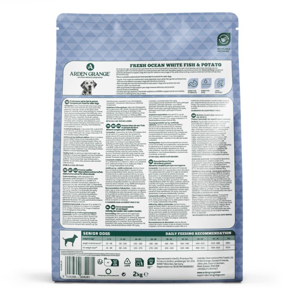Ξηρή Τροφή Σκύλου Arden Grange Light Senior Sensitive με Λευκό Ψάρι & Πατάτα Ξηρή Τροφή Σκύλου Arden Grange Light Senior Sensitive με Λευκό Ψάρι & Πατάτα