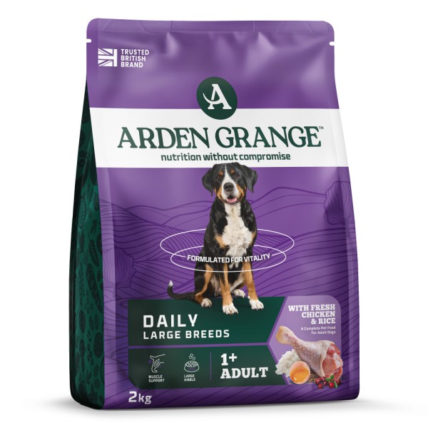 Arden Grange Large Breed Adult Dry Dog Food with Fresh Chicken & Rice Arden Grange Large Breed Adult dry dog food with fresh chicken and rice – complete and balanced nutrition for large breed adult dogs, available in Greece through Milann Hellas