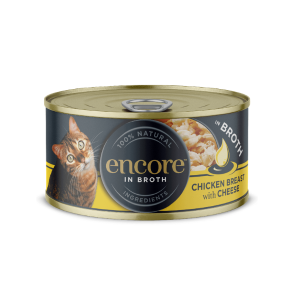 Encore Tin in Broth 70g | Natural Wet Cat Food with Chicken Breast & Cheese